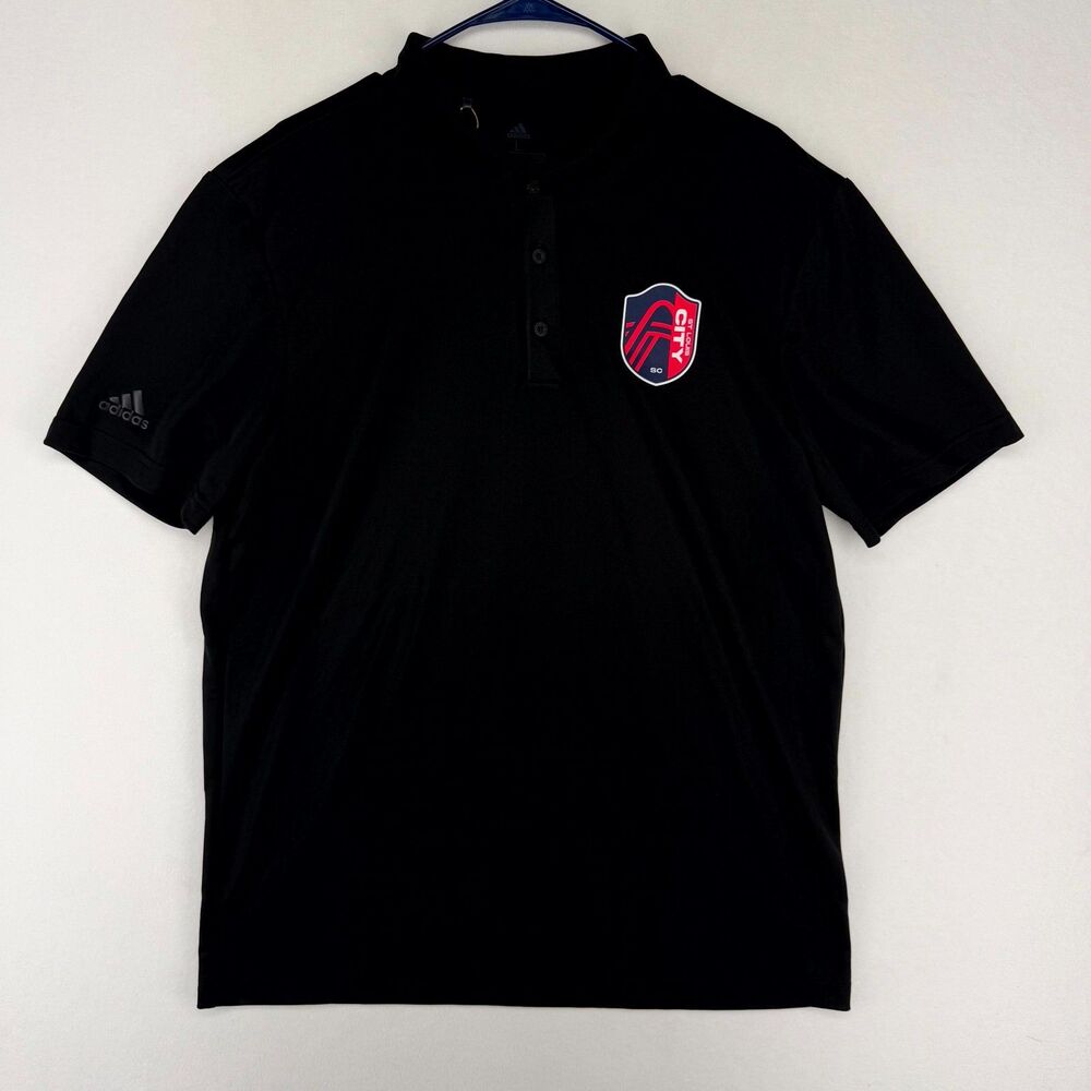 Adidas MLS Soccer St Louis City Athletic Black Polo Mens Size L NEW
